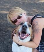AmyJune and her loving hound dawg, Buckshot Lemone